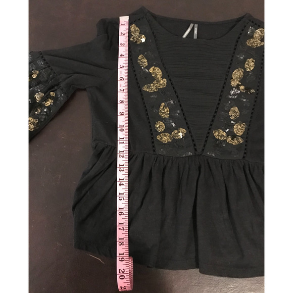 Anthropologie Neale Black Sequined Peplum Top - Size Extra Small - Picture 8 of 13